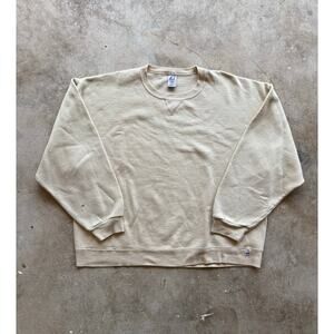 2000s Russell Athletic Thrashed Paint Splatter Beige Crewneck Size XXL